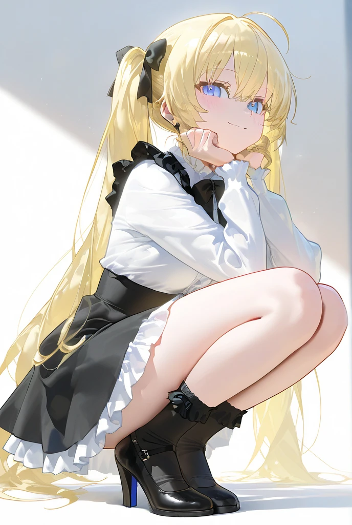 (muste piece), (best quality), (score_9, score_8_up, score_7_up), very detailed eyes, expressive eyes, perfect face, very detailed face, highly detailed face, beautiful girl, 8K, beautiful girl, white background, delicate and beautiful face and eyes, dark intense shadow, 1 girl, vtuber style, cool girl, blue archive, long hair, messy hair, sidelocks, green eyes, blonde hair, serafuku, ribbon, brooch, coat, frills, hat, gloves, pantyhose, white footwear, cross-laced footwear, skirt_lift, underpants, cameltoe, small chest, clavicle, shy expression, blush, (full body), sitting, sweating, wind blowing, from below, pov crotch,