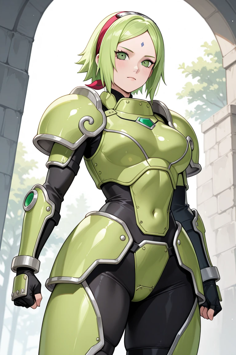  1girl,  highly detailed, solo, (image of female master_chief standing:1.2), halo_\(series\), green armor, helmet, skinny, hips, huge breasts, Ramona_Flowers