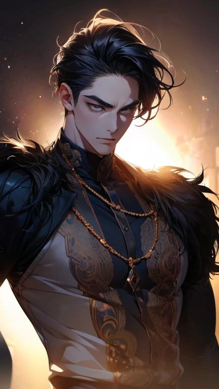 Black and gold anime oni boy