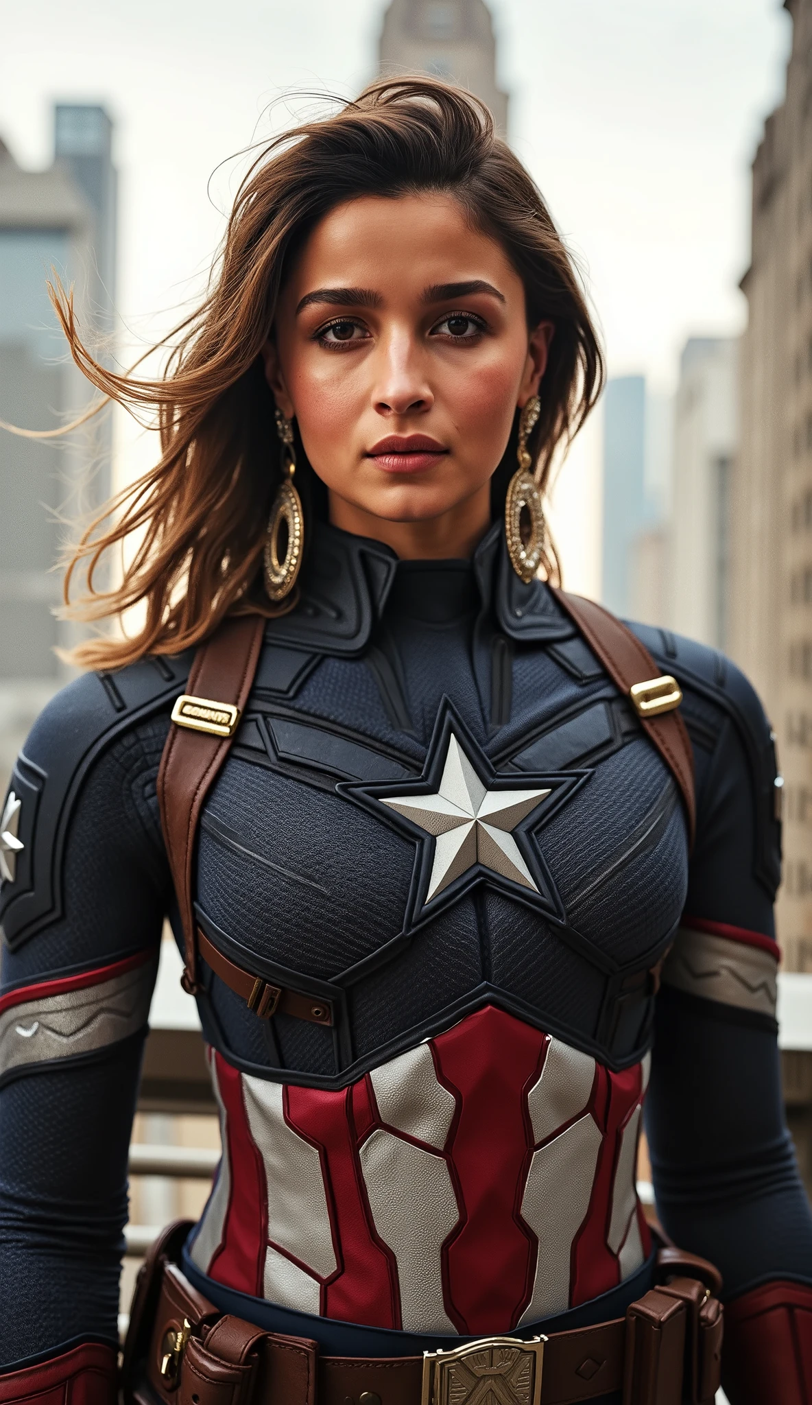alia bhatt actress super hero captain America realistic . wide screen