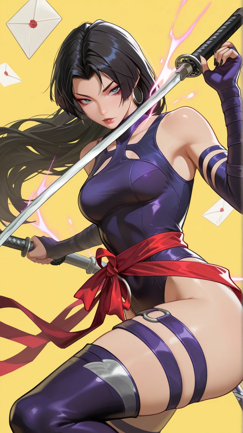 una imagen de dibujos animados de una mujer con una espada en la mano, psylocke, personaje de videojuego katana zero, personaje del juego de lucha, juri misaki, portrait ninja gaiden girl, kunoichi, personaje de king of luchadores, Natalie de Epic Battle Fantasy, misato katsuragi, Arte oficial de personajes, marin kitagawa fan art, Yayoi Kasuma