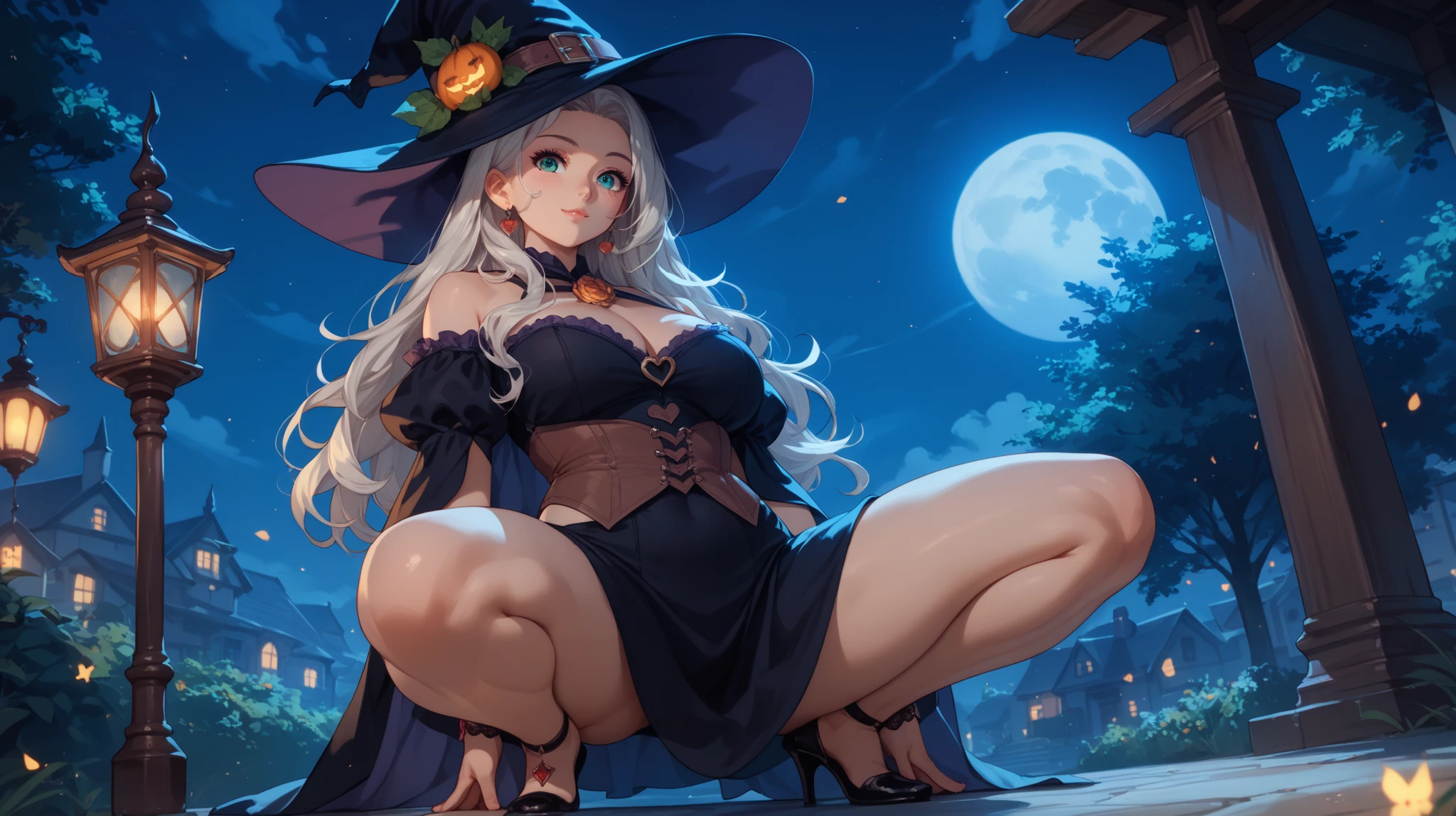 A woman wearing a witch costume holding a cane and sitting on a chair, flirty anime witch casting magic, classical witch, astral witch clothes, pretty sorceress, mighty plump female sorceress, beautiful sorceress, fashionable dark witch, supervillain sorceress witch, beautiful sorceress, witch academia, evil sorceress witch