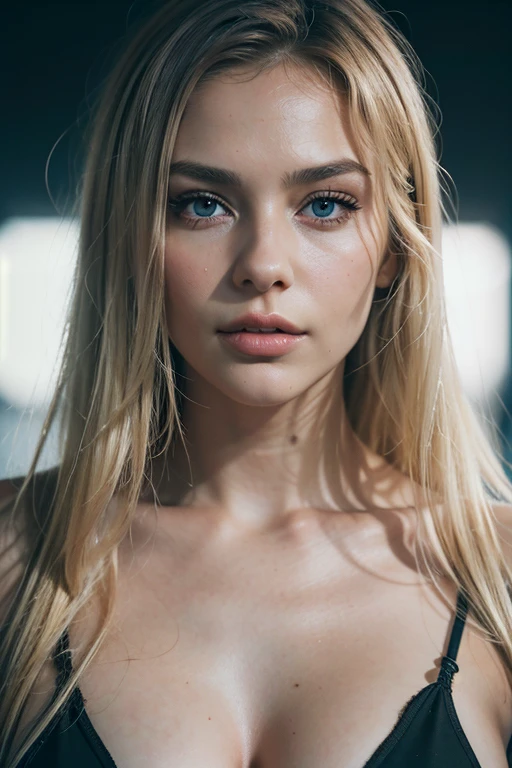 teen, (selfie, top view: 1.4), (straight half body: 1.4), RAW UHD portrait photo of a 15-year-old blonde (blue-eyed woman) walking down a dark alley, natural breasts_b, night city, (red sundress), (décolleté), detail (textures!, hair!, glitter, color!, disadvantages: 1.1), highly detailed glossy eyes, (looking at the camera), mirror lighting, DSLR camera, ultra quality, sharp focus, sharpness, depth of field,  film grain, (center), Fujifilm XT3, crystal clear, large breasts, bare torso, center of frame, pretty face, sharp focus, street lamp, neon lights, bokeh, (dimly lit), low key, night, (night sky) detailed skin pores, oiled skin, tan, intricate eye details