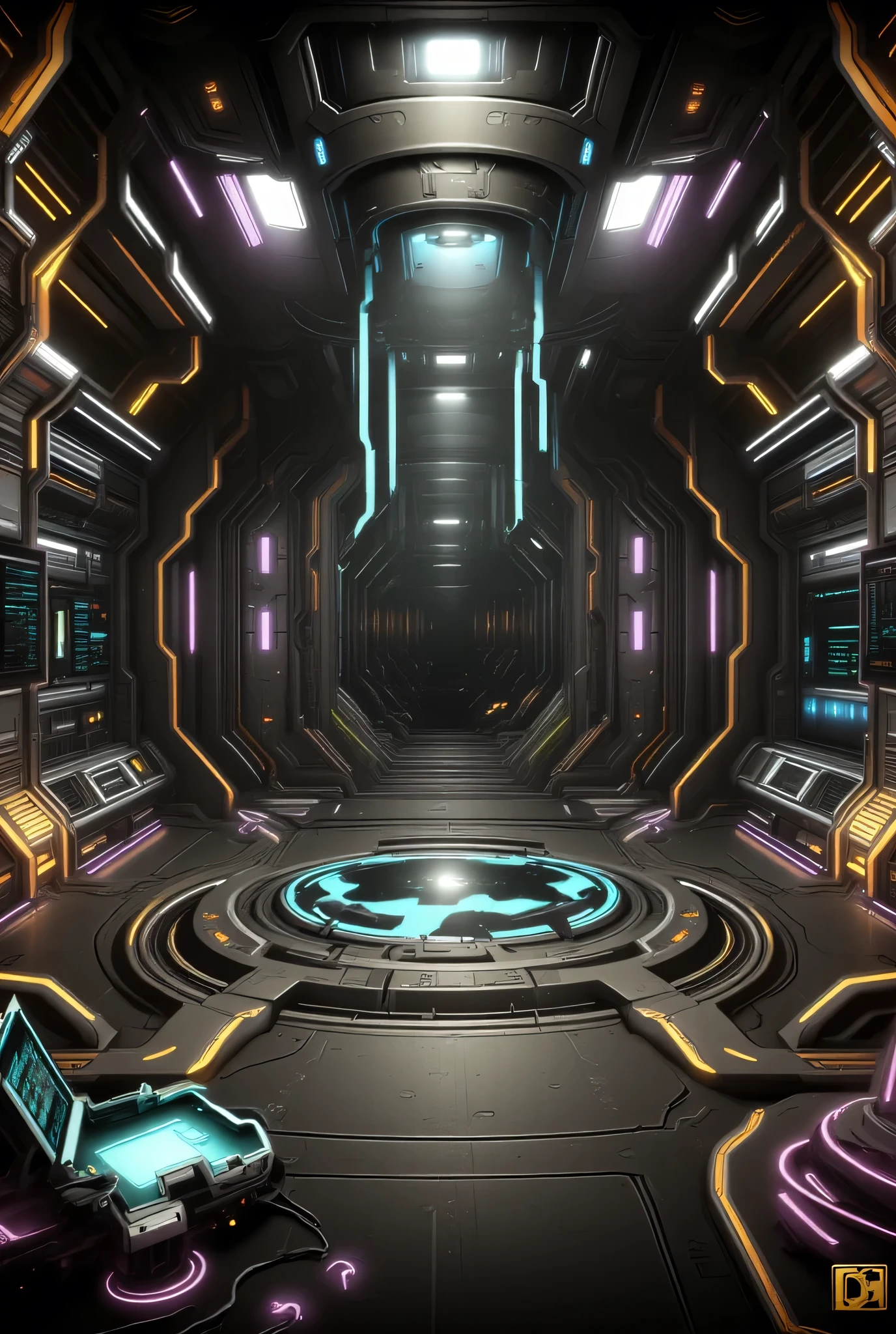 A strange futuristic laboratory with large chambers