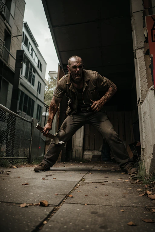 A man fleeing from zombies is waiting for help
