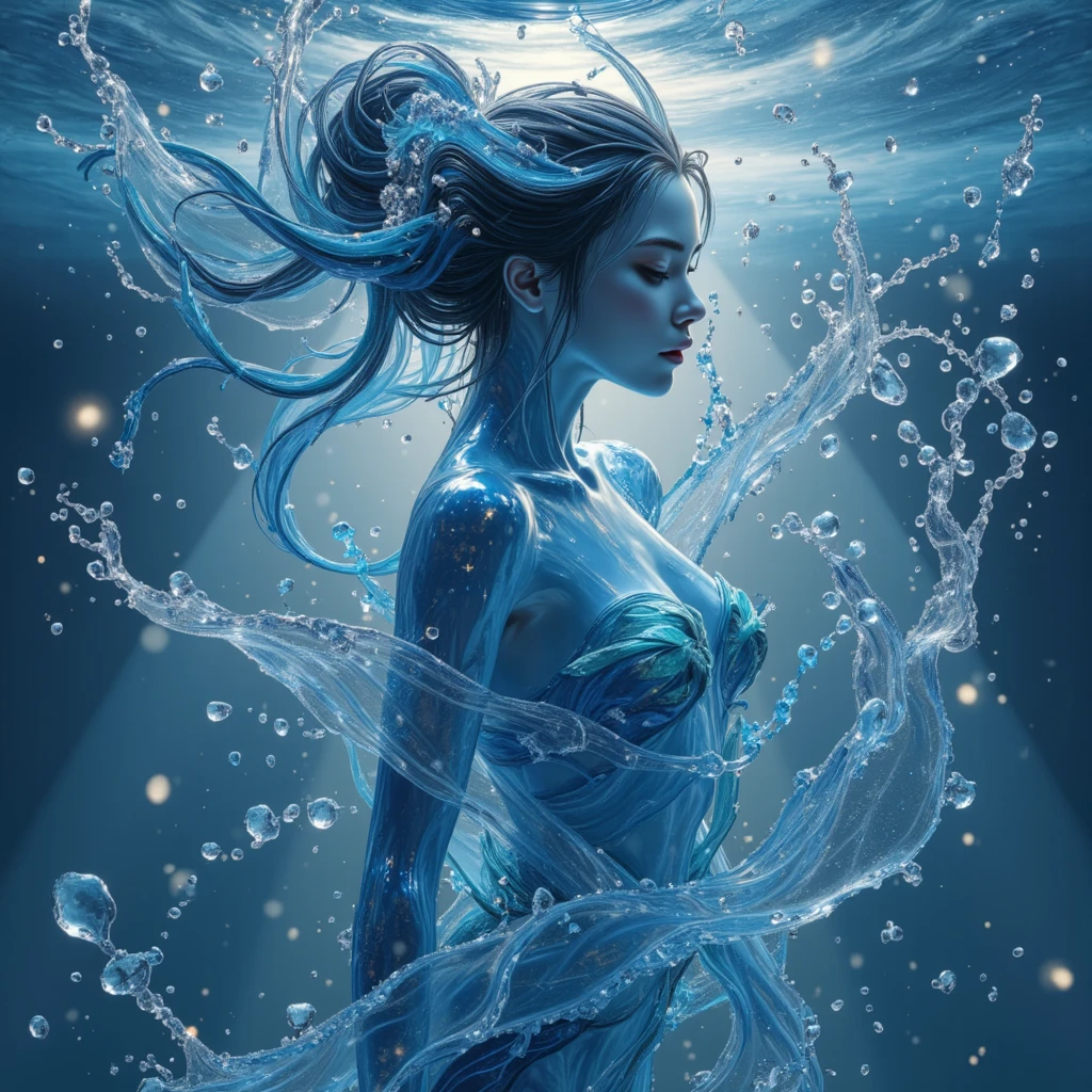 ((best quality)), ((masterpiece)), (detailed), perfect face Pradnya Paramitha, holding an orb, in wrath, mythical scene , water wrapped around body, perfect body, perfect face, perfect hands, hold an blue flames astral orb, floating on water, blue flames eyes, wavy long hair, no dress, body exposed, disclose, ethereal white dragon, ethereal water, ethereal, massive smoke, blue-green smoke, feet on clouds, UHD, ultra detailed, hyper realistic, surrealism, epic realism, shiny body, glowing