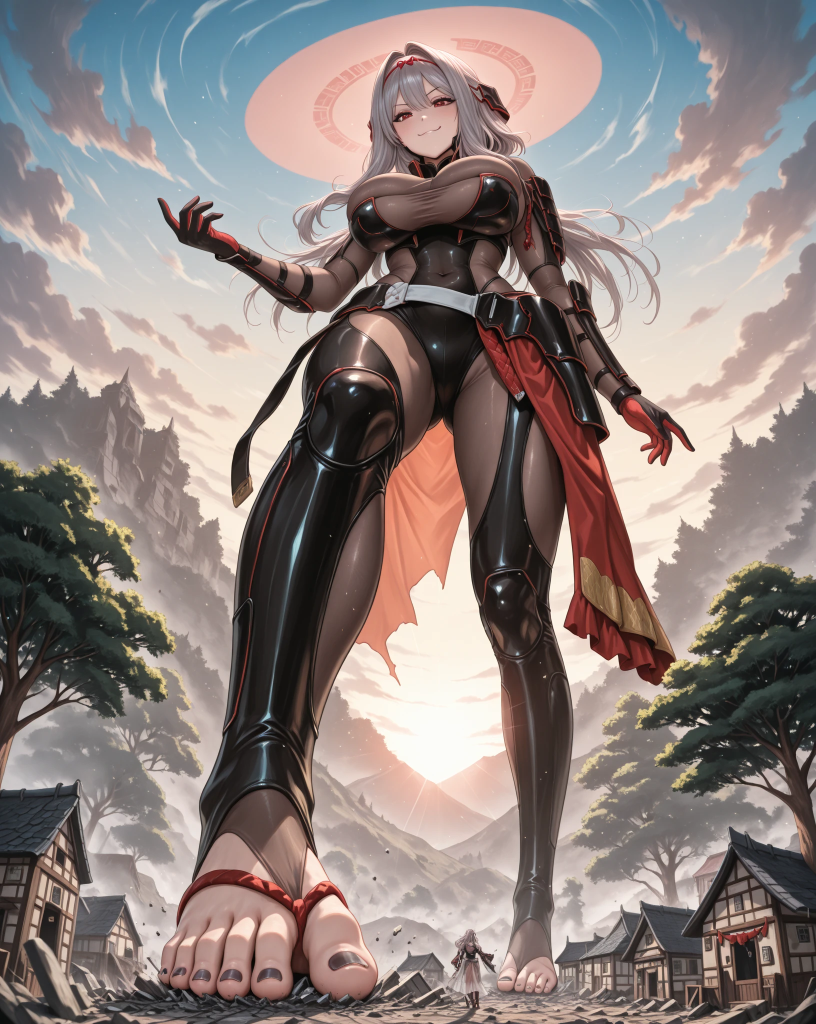 masterpiece, best quality, solo, solo focus, japanese yakuza mobster girl with a red gymnast leotard, matching boots, matching gloves, long hair, white hair, red hairband, glowing red eyes, face mask, bare legs, perfect hands, perfect anatomy, perfect proportions, (holding weapon, bo staff), facial scar, heroic, stylish, hdr, intricate details, hyperdetailed, cinematic, rim light, danger atmosphere, noir, night, cyberpunk lighting, tokyo street