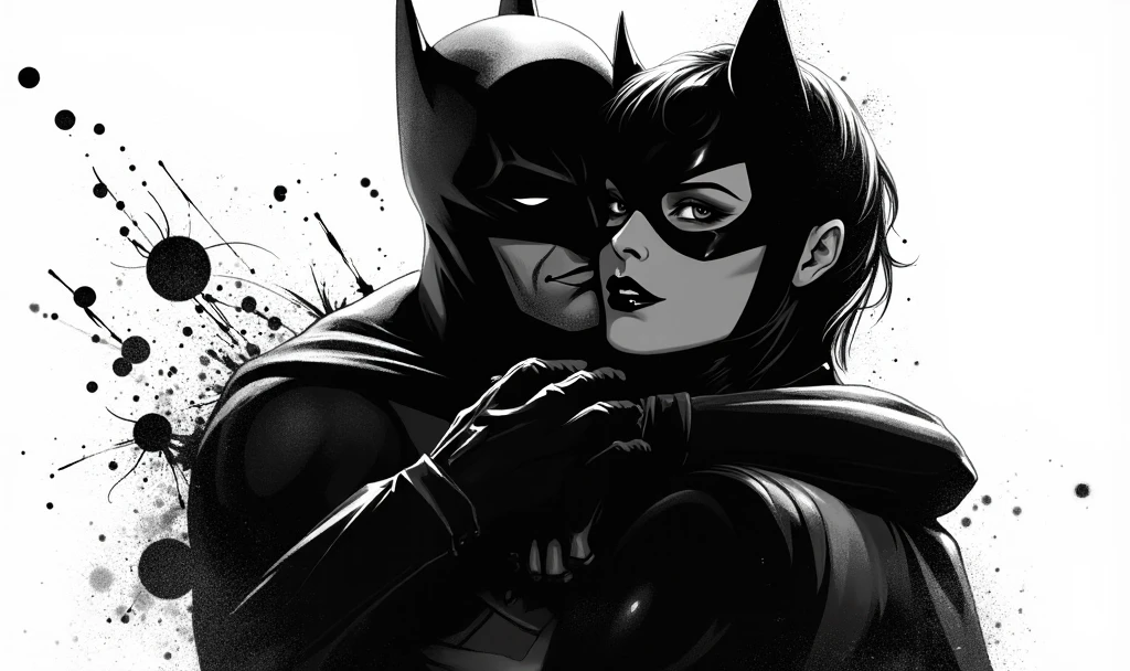 Hyper realistic image of Super Girl kissing Batman while grabbing his big, veiny penis