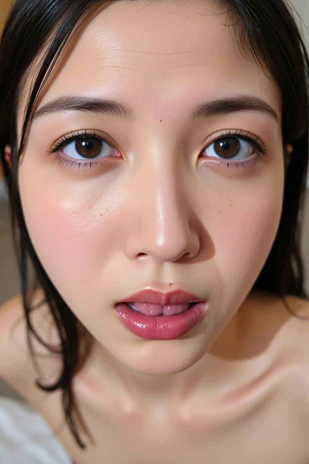 20 year old cute Japan woman, ((Extremely precise and accurate anatomy:1.0)), (Highest quality realistic skin textures:1.6), clean and glowing skin, thin:1.2, mesh, (Enhances the beauty of skin texture:1.2), The texture of each individual hair, long and delicate lashes, Beautifully trimmed eyebrows, Facial pores, Detail of blood vessels in the white of the eye, Thin and visible capillaries in the skin, (photo realistic:1.4), (Hyper realistic:1.4), (Improvement of quality:1.4), (Realistic lighting:1.3), Backlight, A gentle light that illuminates the face, Ray Tracing, (Bright light:1.2), (Smoother lighting:1.05), (Improving the quality of cinema lighting:0.9), 32k, One Japanese woman, fine grain, Detailed face, (Film Grain:1.1), (Natural smile:0), (Accentuates body lines:1.1), High resolution, Natural look, Kind eyes, Delicate light and shadow, Clear skin, Graceful Pose, Beautiful Eyes, Sharp details, Soft light reflection, Beautiful contours, Delicate skin tone, Natural background, Natural poses in everyday situations, Extremely fine detail, Lora Style
