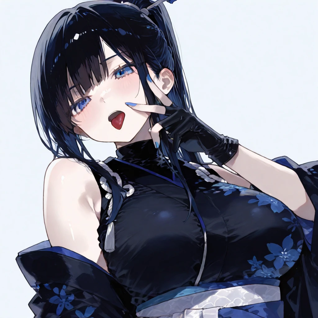 (anime style),masterpiece, best quality, extremely detailed,18Year old,tanned skin,dark skin, Beautiful body,middle breasts,BREAK,multicolored colorful black hair,short hair,hair slicked back,for head,BREAK,black eyes,best smile,open mouth,mouth on water,detailed lips,BREAK,cotton black big ribbon,BREAK,heian,kimono,break,head tilt,