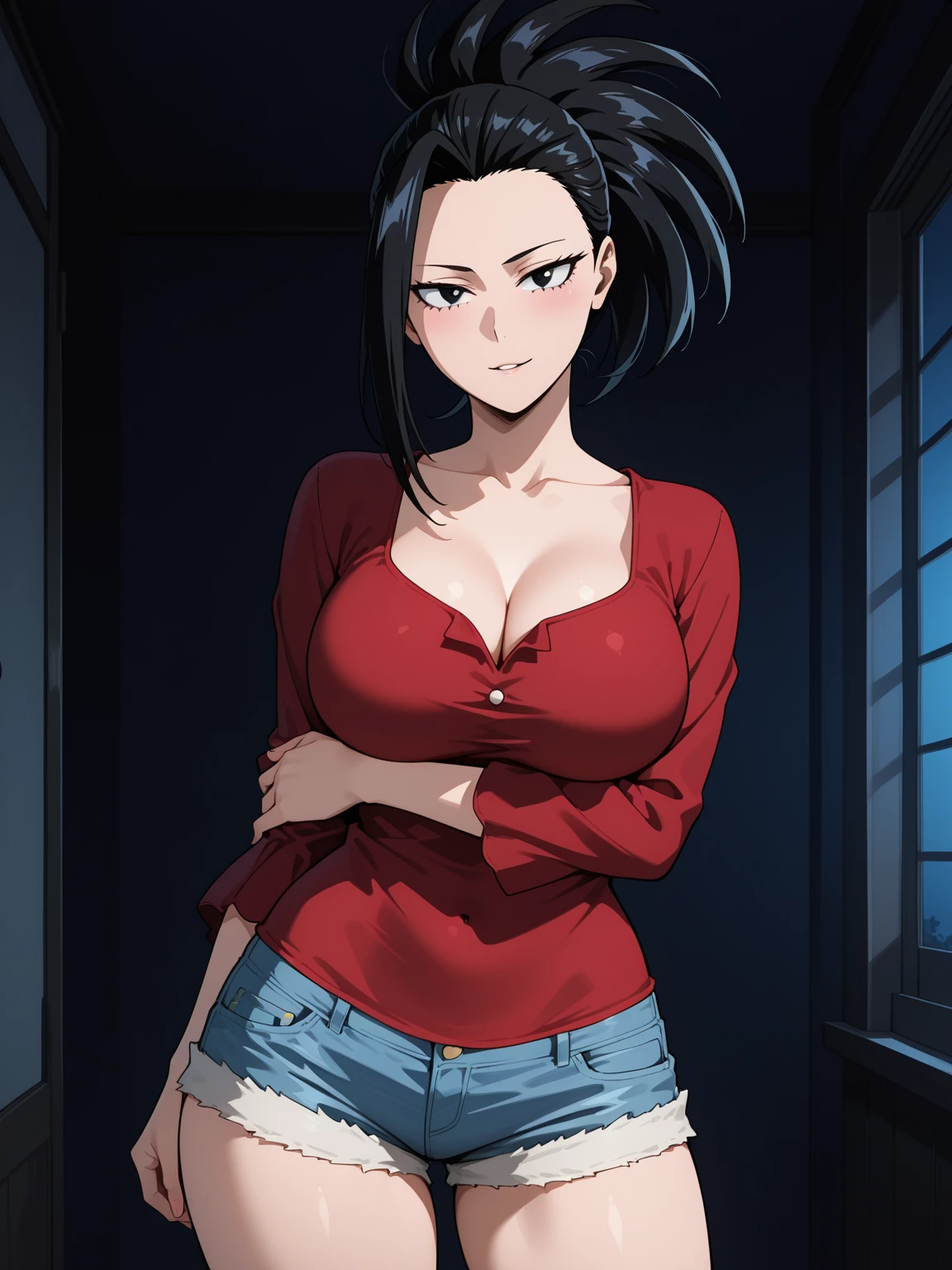 score_9, score_8_up, score_7_up, medieval art, a mature female, thirty-something, curvy, wide hips, thick thighs, black eyes, long hair, black hair