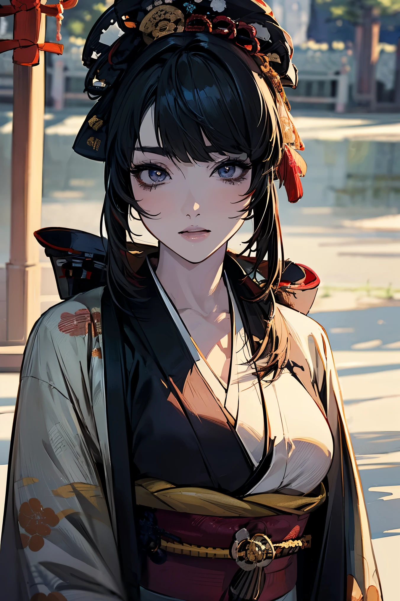 (masterpiece:1.5),beautiful hair,beautiful eyes on my stomach,beautiful lips,Beautiful slender body,Big Breasts,cleavage,(Konno Anna:1.4),(random expression:1.3),(Riverside:1.4),bust illustration from the front ,((((the most beautiful woman in the world:1.7)))),(((( kimono,jacket,Taisho Romance:1.5)))),((19-year-old single woman holding a fish in her hand:1.1)),(accurately depicted anatomically correct hands:1.1)black hair,long eyelashes on their left hand,Three-dimensional, jewel-like eyes,Very delicate and beautiful CG,2. 5D illustration, anatomically accurate body, (very precise illustration:1.1),(Outdoors:1.4), (wallpaper:1.4),8k