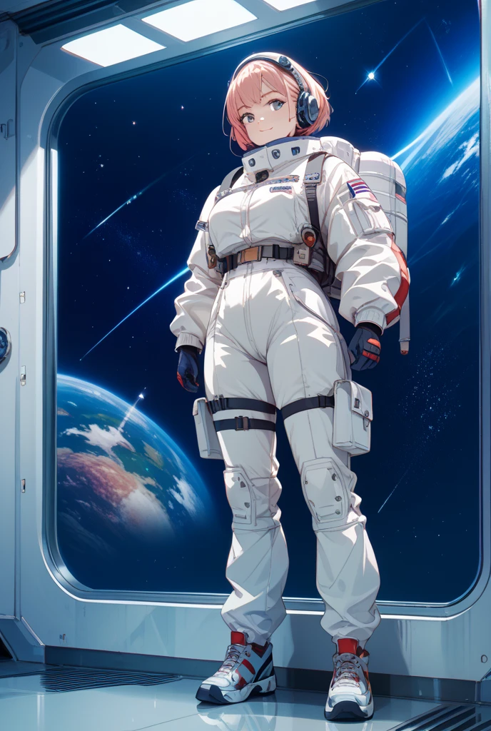 high resolution, (masterpiece:1.4), Extremely detailed, girl, astronaut, Gloves, helmet, Space suit