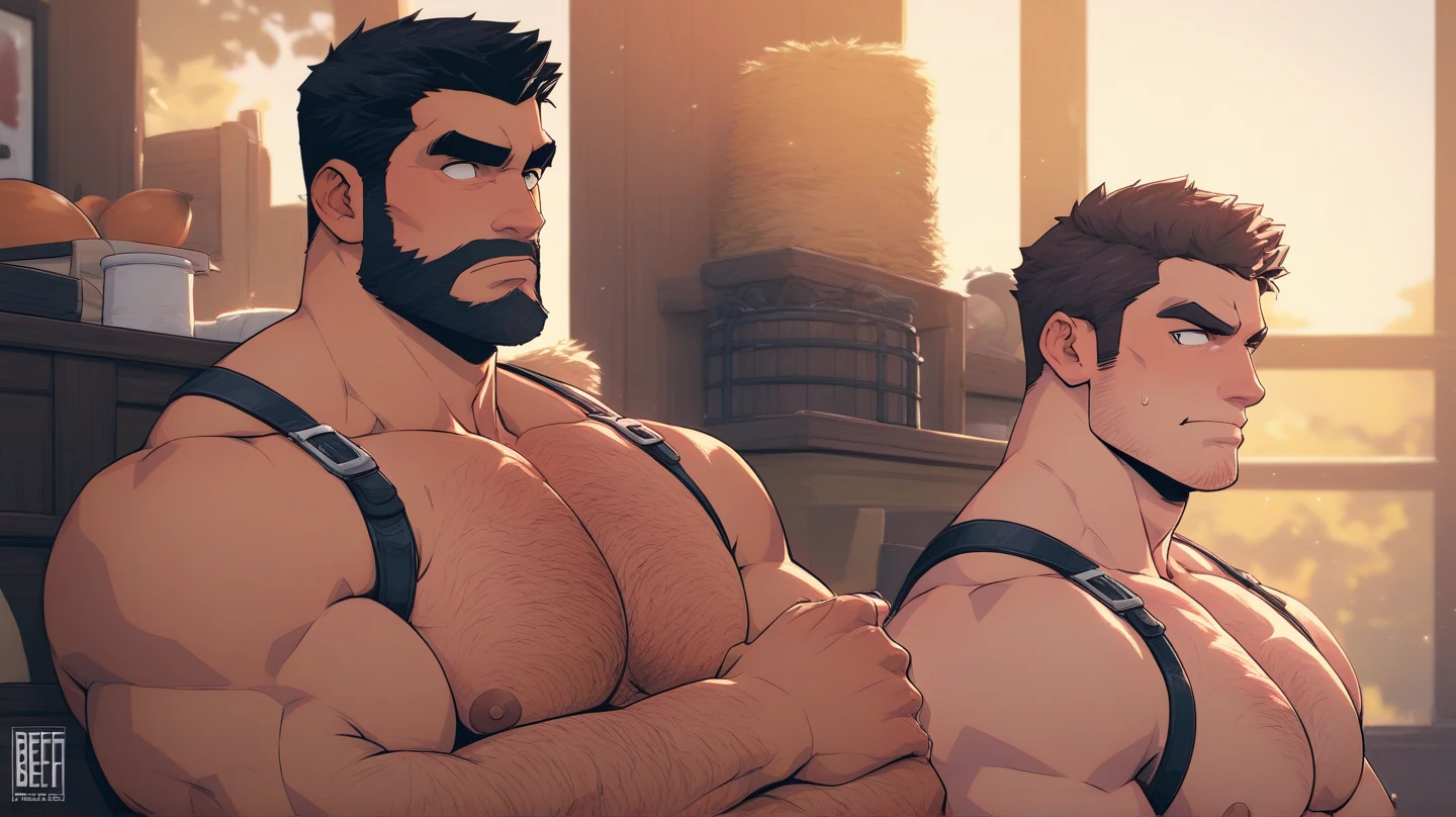 Highest quality,8k,high quality,Huge muscles,Huge erect penis,Harness,2〜5boys,A deep kiss,Shyly ejaculating