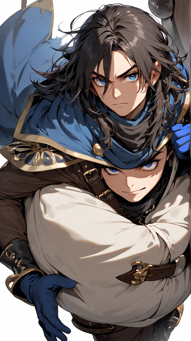 Hector Fey， 独奏， looking at viewert， Cladding，Blindfolds（Blindfolded）， mitts， 1boys， Male focus， cloaks， Armour， Shoulder armor， Castle view
