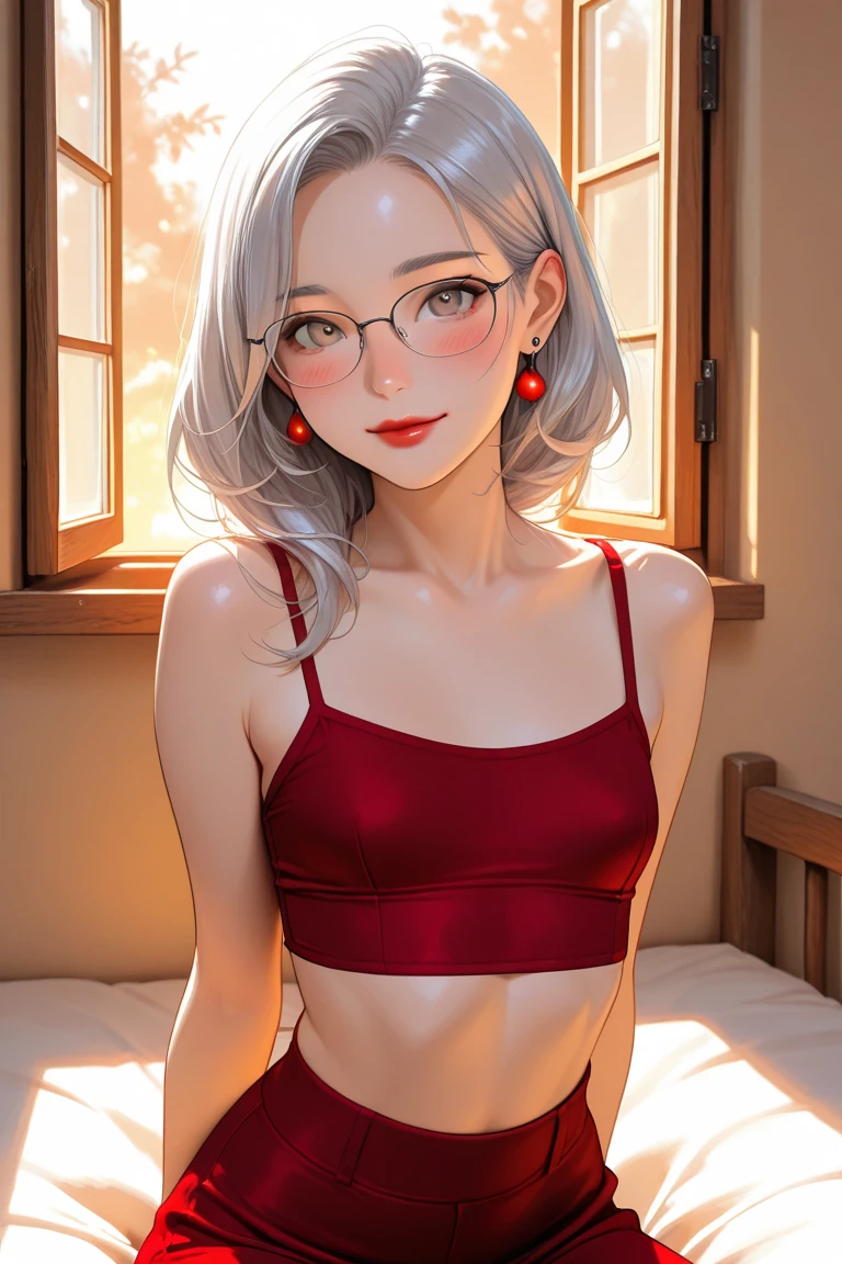 masterpiece, best quality, (realistic:1.4),beautiful lighting , 1girl, (PureErosFace_V1:0.7), (8k, best quality),(small breath), (short hair),((black sportbra)),(eye glasses),looking at viewer,sexy,<lora:kdllorav15:0.4>, <lora:ArknightsNian_20:0.97> ,(ulzzang-6500-v1.1:0.7)