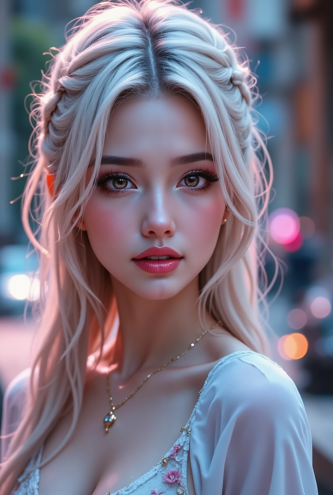  [Style: "masterpiece, realistic, (photorealistic Realism), ultra-detailed, Hyper high resolution" - "(Hyper quality, intricate ultra-detailed digital art)"](Key Directive: - ("The priority is the anatomical accuracy and texture of the materials" - "Ultra-sharp human eyes with biological accuracy") "{Eyes:(acid-resistant terminology)(macro-details:1.3): Moist corneal surface(visible aqueous layer:1.2)Hyper-detailed iris stroma ((brown:1.3) with gold flecks) Precise limbal ring (slightly neons pigmentation:1.25)Pupil micro-texture (irregular edge authenticity:0.9) * Vasculature in sclera(subtle red veins radiating from limbus)" - "Lashes: blue individual synthetic fibers (crosshatched roots:1.2,clump-free separation)" | Hair: "white braid with split-end realism(neon light diffraction patterns)" | Pose: "combat-ready stance (plausible spinal twist)" Technical Specs:(Optics: - "Zeiss Otus85mm f/1.4 lens(eye refraction calculations:0.66)" - "Shutter Speed:1/500(freeze eye micro-movements)" - "Focus Stacking:7-point coverage on iris plane") (Post-Processing: - "Frequency separation for skin vs eye details" - "Selective sharpening: eyes180%,hair120%" - "Denoise: luminance20,color35(retain corneal speculars)")(Avoid: "pupil distortion, uncanny valley asymmetry, plastic-like wetness") a fairytale-like picture , beautiful princess님, full body photo, A well-drawn fairy tale, beautiful princess, , a fairytale-like picture , Detailed description, A well-drawn fairy tale, Vivid expression , Detailed facial features, Luxurious Outfit, colorful jewelry, graceful posture, Fantastic Backgrounds, magical atmosphere, Sophisticated contrast treatment, Detailed texture expression, Precision drawn with expert craftsmanship, Vibrant colors, Detailed texture expression,(Rendering engine: "Unreal Engine 5 path tracing, 16K texture maps") Anisotropic Filtering,Maximum Sharpness and Sharpness,Albedo and Specular maps,Surface Shading,Precise simulation of light-material interactions }