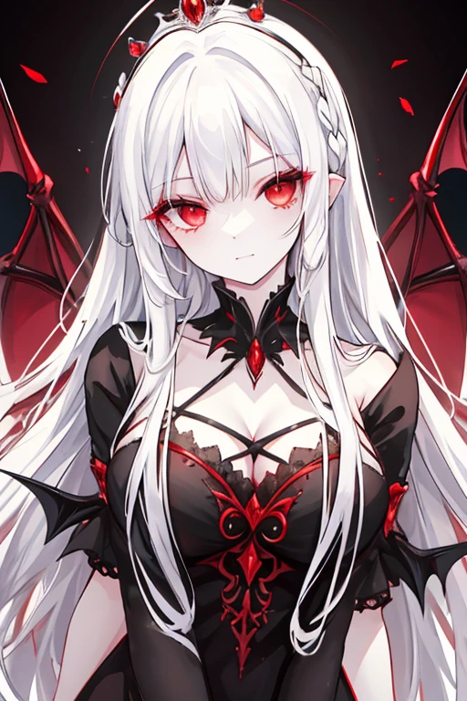 (Uhd, Masterpiece, Textured Skin, Super Detail, High Details, High Quality, Best Quality), 1Girl, Pale skin, deep red eyes, ((tattered clothes, frayed clothes)), (white clothes), long white hair, pale hair, (Vampire Queen), (Look talking to you)

[Face Prompt:(masterpiece:1.2), best quality, (Extremely detailed eyes:1.4), (highly detailed eyes:1.6), highly detailed eyes, (Calm look, Talking to you look:1.5), (Red eyes), Look talking to you]

[Mouth Prompt: (Open mouth), cute fangs, open mouth