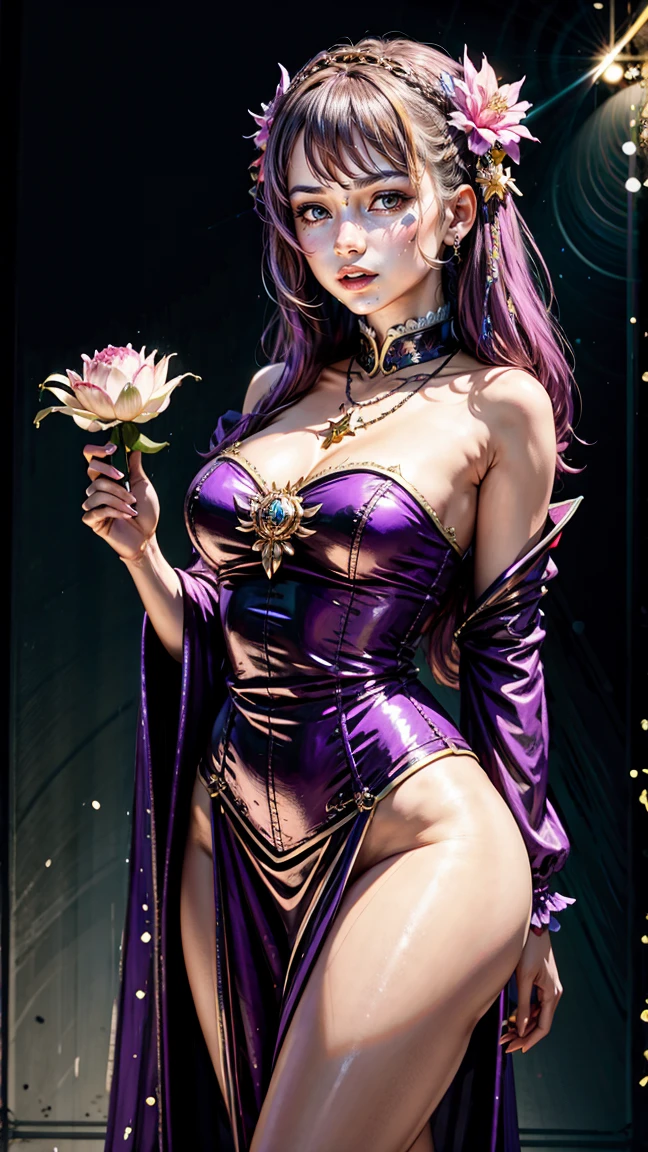 (((One girl))), (((alone))), (Highest quality,masterpiece:1.2),Intricate details,Beautiful attention to detail,Beautiful lip detail,Highly detailed eyes and face,Long eyelashes,Vampire_Lilith Mode Seven,Super curvaceous, big , Comic book style,Vibrant colors,Are standing,Innocent, whole body, Are standing, smile