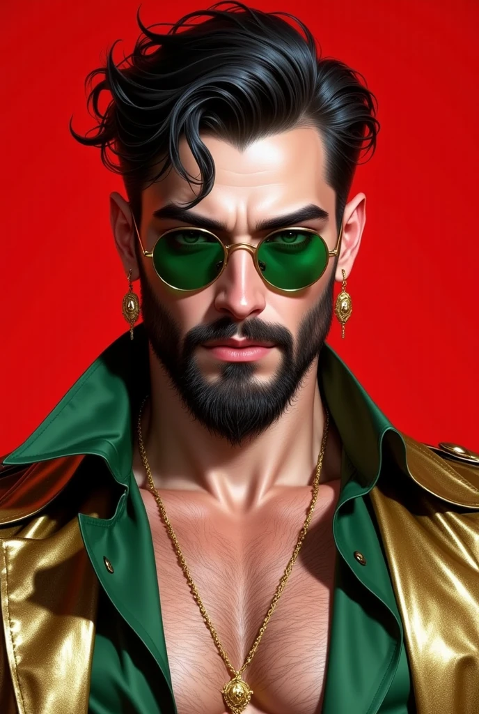 Best quality, masterpiece, ultra high res, portrait, (photorealistic:1.4), raw photo, handsome manly man, Top Knot, wearing suit, beard, detailed face textures,