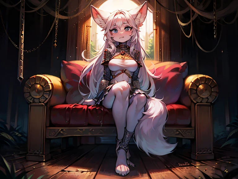 ultra-detailed, masterpiece, masterwork, high quality, best quality, hdr, posted on e621, (by hioshiru), nsfw, female, solo, chibi, (white little body dragon), hairy dragon, (long silver hair, yellow eyes, detailed eyes, white body), stylish pose, (nude, micropenis, foreskin, balls), front view, dynamic angle