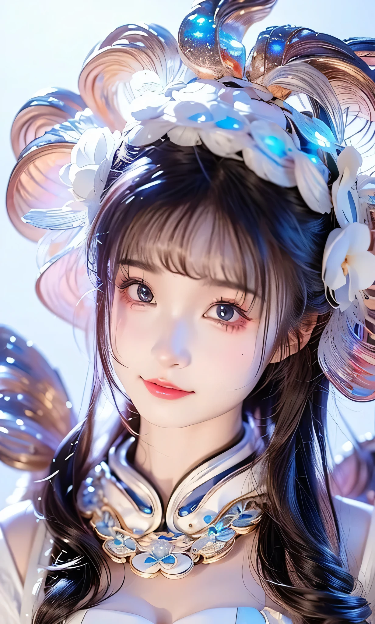 ((face focus:1.4, side face)), (( masterpiece)), ((( best quality))), (( very detailed)), (( shape  )),[ Realistic Light Effects ],shadow ,( fantasy style ),(white background:1.6), simple background, (Earth Theme),(pelerin )[(Hair Focus,(( One Girl )),[( Big Slime Hair ): (Cloud Hair):0.3], (background hair ),( high saturation ),( Hair Surrounded by Galaxy Splash),)):(( Her Hair Is Made of Galactic Clouds ,:1.27628), ( Her Hair and Clothes Are Galactic Clouds and Star Clusters :1.1025),(pelerin  is becoming galaxy clouds), ((yandan))
