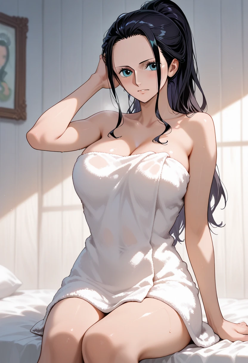 (masterpiece, 最high quality, 超High resolution, Very detailed), (Realistic:1.1, photoRealistic:1.4), Perfect illustration, Perfect lighting,Hair in perfect detail, Perfect and detailed face, Perfect collarbone, Perfect body,Juicy breasts, Perfect Thighs, Beautiful feet, View your viewers, 1 Girl,Perfect Face, (Perfect Anatomy, Anatomically correct), Symmetrical face、((Shiny Hair)),Sexy Body、(masterpiece),(最high quality:1.3),8k,Very clear,(Ultra-realistic),,Captivating woman,(high quality, High resolution, Fine details), Realisticなスタイルの女性,Juicy breasts、One perfect woman、Perfect Face、Symmetrical face、、((Large Breasts))、Breasts and cleavage、blush、((Juicy lips))、Cowboy Shot、((Wet straight long black hair、Wet long bangs))、((Large, double-set black eyes、Long eyelashes))、((Red makeup))、(((Wrap a fluffy towel around your body)))、((Wet towel))、(indoor、shower room)