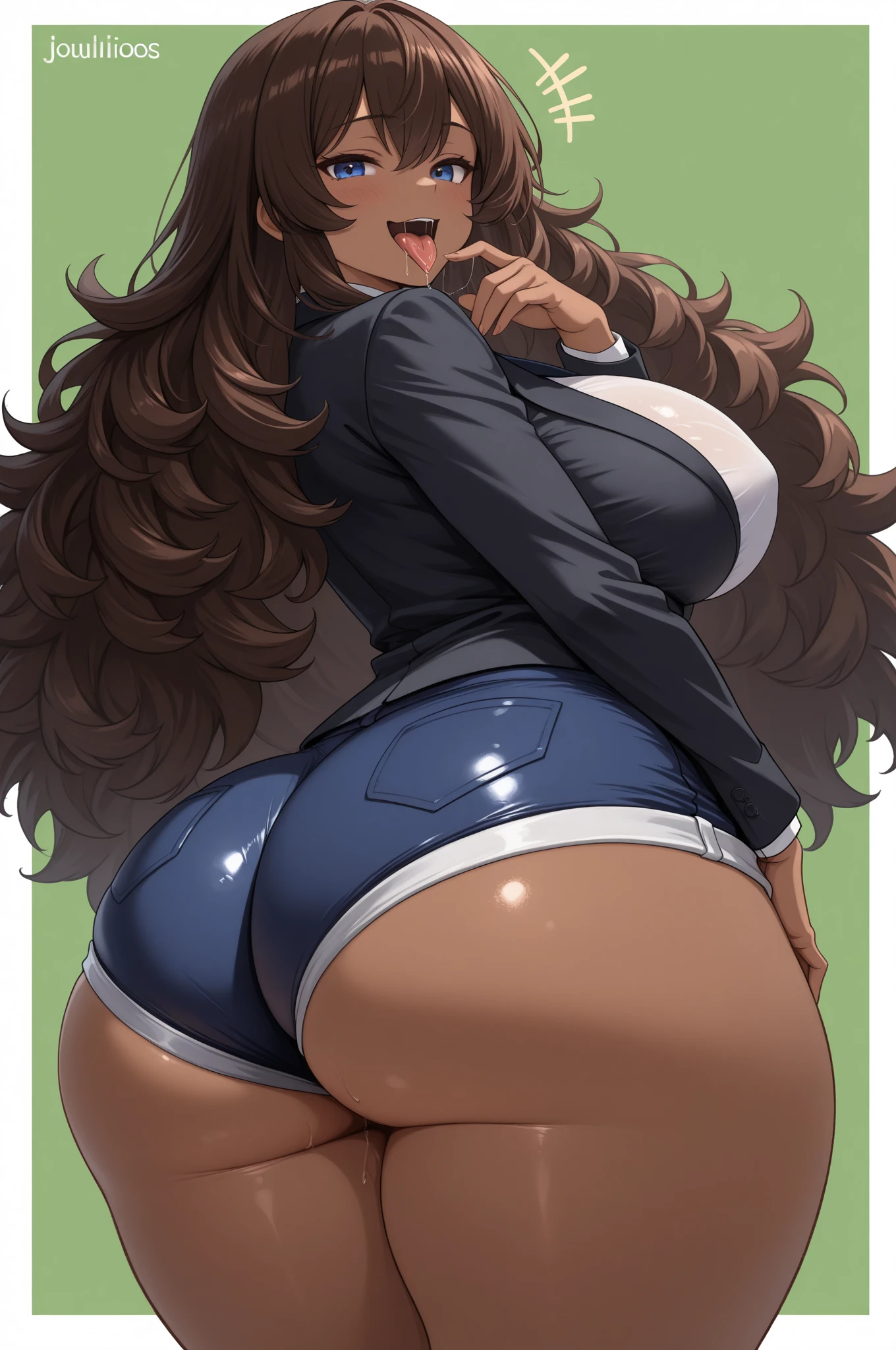 Masterpiece, Best Quality, ultra high resolution, student, school attire, polyester pants, bright, beautiful big ass, beautiful and detailed ass, reflections of the pants, on the school roof, view from behind, pose sexy, suggestive, view from below