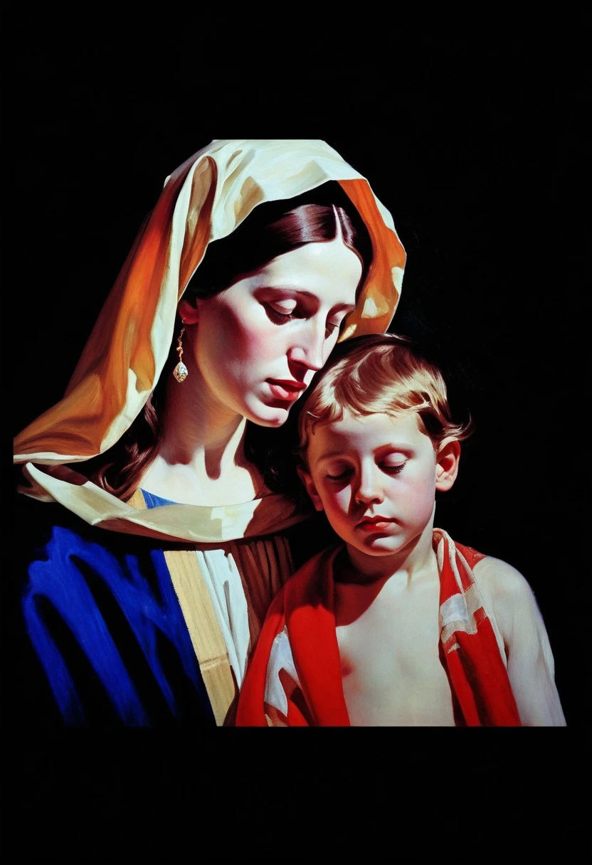 Painting of a woman holding a baby sitting on a rock near a body of water, inspirado em William-Adolphe Bouguereau, Magali Villeneuve e Monet, fotografia materna 4K, Magali Villeneuve», inspirado em Pierre Auguste Cot, foto de retrato de pintura fosca, Directed by: Mark Arian, inspirado em Cornelis van Poelenburgh, arte wlop