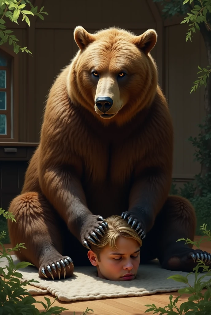 A hyper realistic, ultra detailed image, ((((((human lying on back, women rear, scat oral, vaginal scat, rimjob, legs up)))))), ((((nude, side view, feral, women on feral bear, bear pussy, bear tail, crouching, human women, duo))))), realistic, detailed background, (((((duo, bear pussy, women, feral bear, bear tail, crouching, excessive urine, scat on stomach, excessive anal scat)))))