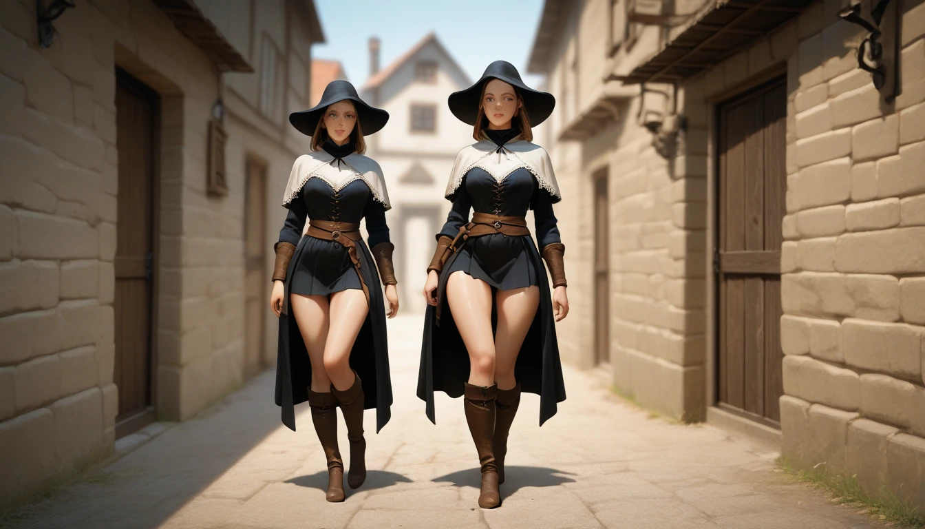 beautiful illustration of A girl，daughter of severus snape, 11 years old，full body, barefoot, solo, female, big ?????? ,linen tunic, fantasy village, armor, Handcuffs on their hands, With a collar around the neck, hands on ????, slave, ((black choker, ???????? on legs and arms)),
