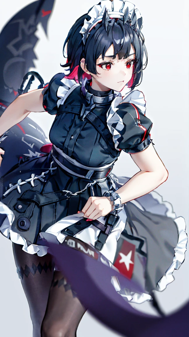 masterpiece, Highest quality, High resolution, 1 Girl, alone, Pink Skirt, uniform, short hair, Ahoge, Black Stockings, Redhead, Purple eyes, Purple Hair, Long sleeve, blush, Sexy pose, Seductive pose, Full Shot, Soft studio light, Rim Light, Crisp details, Super detailed, Realistic skin texture, Detailed aspect, Beautiful attention to detail, ((woman on top,vaginale,Sex, fron behind))