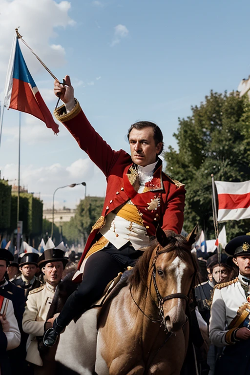 Muscle royal military Madrid men marching band flag of Spain 