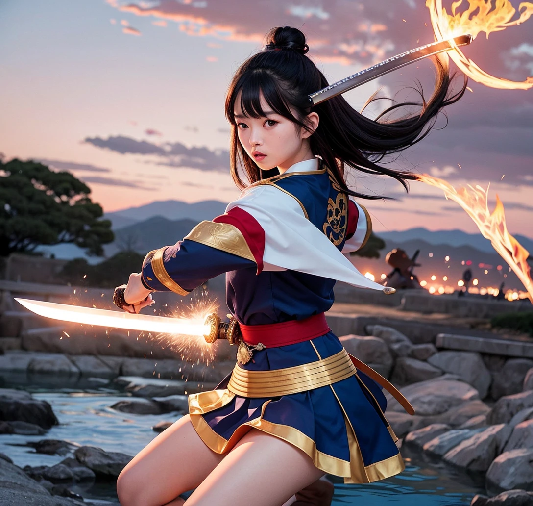 Japanese sword、Swordsman、mini skirt