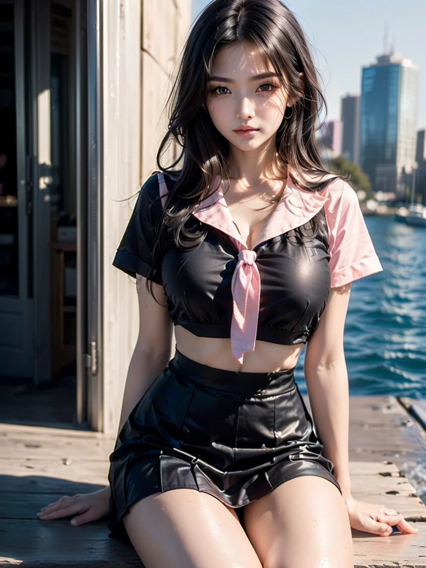 best quality，In 4K，beautiful girl，Swimwear，bikini，Ocean，Wearing a cap cap，gravure idol，Model，smile，highest quality，big breasts，hyper real stick、She has her bangs down，beautiful girl，Maid clotheasterpiece，perfect face，perfect breasts，long hair，Outstanding style，stimulating，Cute outfits，Horny girl，double eyelid，Naughty Girls，Erotic and cute，mini skirt，ribbon on uniform，colorful hair color，yellow eyes，leather jacket，horny girl，Knee-high boots，
Colorful，multicoloured，future fashion，smile，，zipper bra，Multicolored clothing