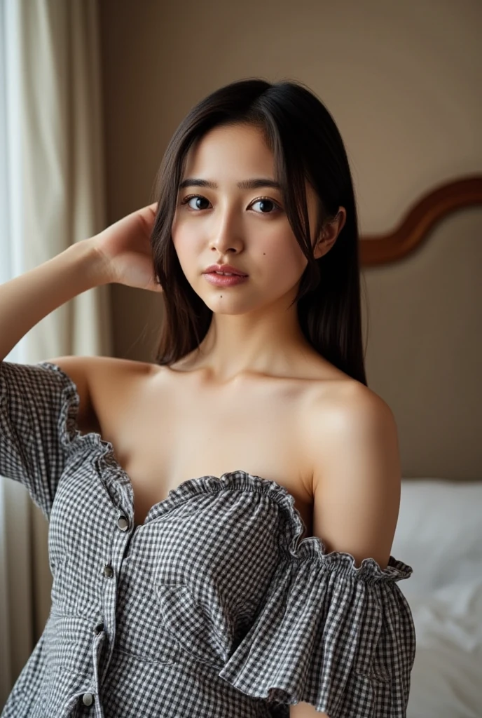 (Strapless dress), Chubby adorable, 2 girl, (face to face), 10 years old, baby face, happy, half body portrait, (face details: 1), (eye details: 1), ((big breasts)). wearing transparent transparency soft soft long shirt, ((tomboy hair)), .. Cute posed. proportional body. Ultra High Res. realistic: 1.4, UHD, (floral pattern), view from side seductive pose (naked gold)