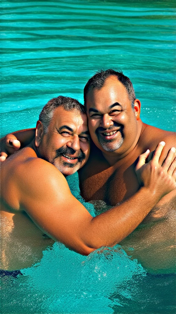 Twin brothers,50 years old,Slightly fat,bath