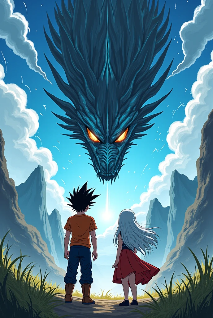 Highest quality,Highest Resolution,1People Girls,Fighting a big dragon,Holding a sword,Rainbow in the sky,Ancient City,