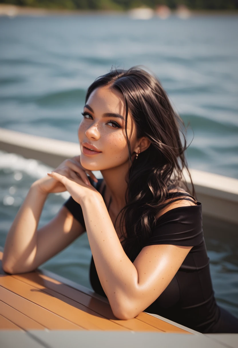 Attractive italiana 40 years old thin tall long dark hair. Very realistic. by the sea