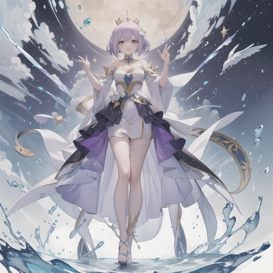 anime image of a woman in a white dress holding a sword, shalltear bloodfallen, gapmoe yandere, gapmoe yandere grimdark, shalltear from overlord, yandere intricate, ahegao, yandere, ayaka genshin impact, big chest, splash art anime , a very beautiful berserker woman, (no shirt), (no panties)), (dynamic pose), (sexy pose),
