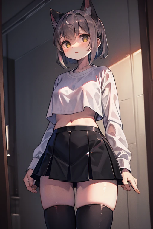 A girl with her hands on a desk at school,mini skirt,From directly behind,Back view,Panties in full view,No underwear,Sweat,Skirt flipped up