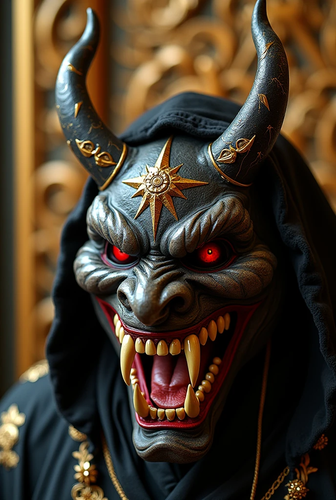 horror skull dokuro faced"traditional wafuku″monster, Japanese youkai monster, undead style, dark skin tone, red eyes and lips, 8k,