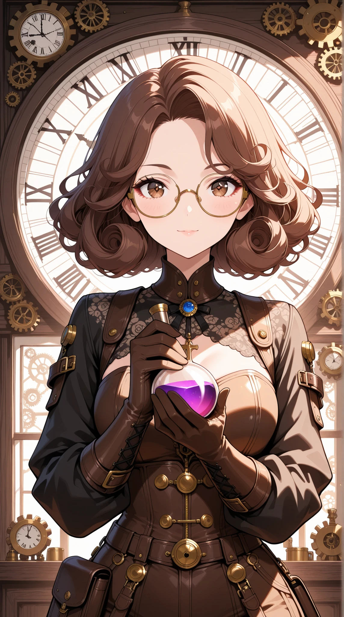 masterpiece, best quality,
1girl, solo, (magician:1.2), mature female,
magic, magic wand, robe, DND, fantasy,
umber hair, olive eyes,
medium hair, quiff,
flowing dress, Monolithic glasses ,