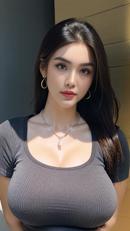 in a 4k、 masterpiece, top-quality, 8K, absurderes, beautiful a girl, Clean face, looking at the viewers, A smile, Ruby Earrings, ruby necklace, Teen, cute little, (Glitter and smoky red eyeshadow and glitter, glazed pinkish red lips:0.8), A hyper-realistic, hight resolution, a picture, film grains, chromatic abberation, sharp focus, nffsw, face lights, Dynamic lighting, light, Professional Shadows, simple background, (Dull blue background:1.3)、highestdetailed、Extreme details、ultra-detailliert、detaile、authentic skin、delicated facial features、detailed faces and eyes、Sharp pupils、Realistic pupils、(Black eye:1.0),full body Esbian、waistline、Slim type、lingerie、medium breasts
