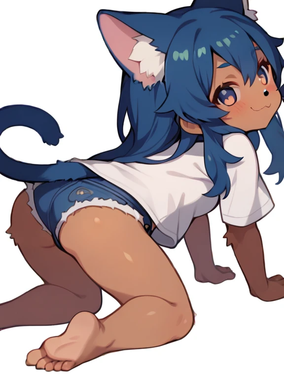 1girl (,short stature,gyaru)) ,flat chest,big head, ,black hair, , pony tail,ribbon,topless,fundoshi girl,nsfw ,,shy, sexual ecstasy, blush.stand