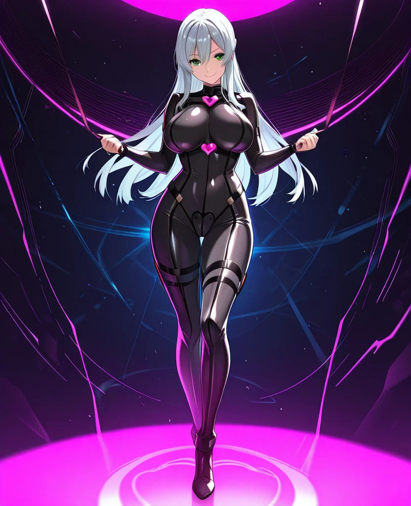 highest quality Highest quality Draw a face carefully High-definition anime-style face Super Glowing Skin Black full body suit barefoot Succubus lure smile Rear view Back view