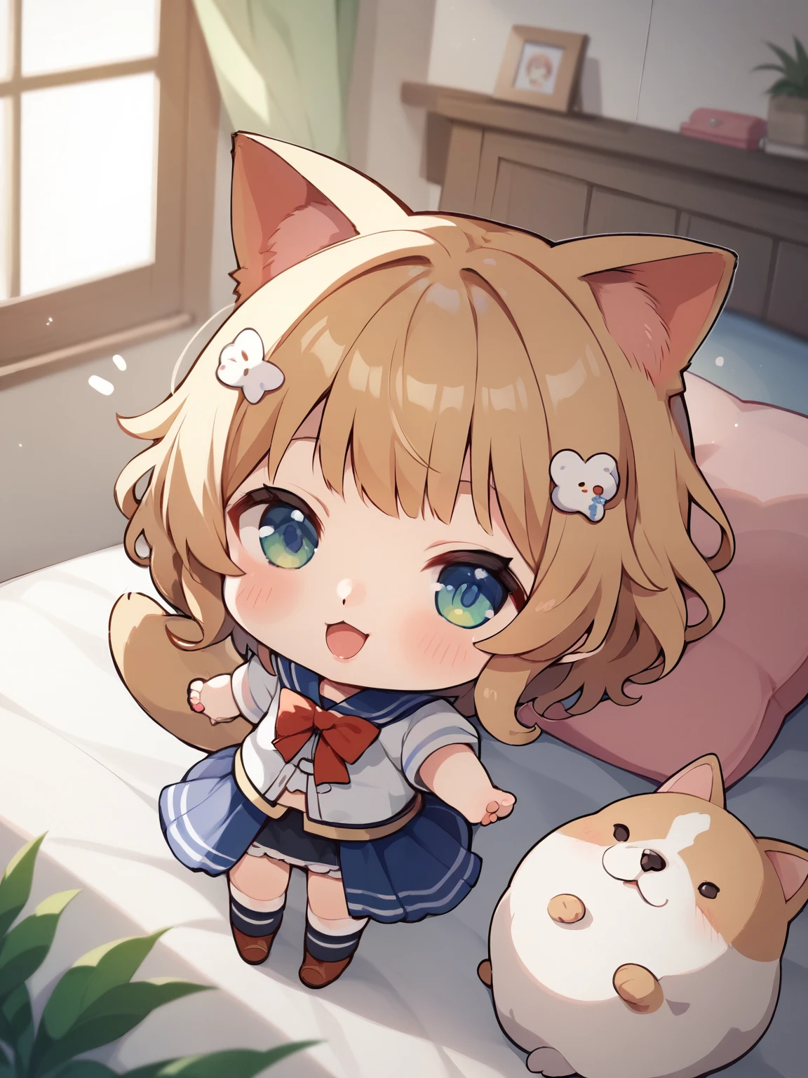 score_9, score_8_ up, score_7_ up, score_6_ up, score_5_ up, anime,nsfw, uncensored,( chibi:1.5), (best quality, high resolution:1.2), ultra detail, realistic:1.37, wide angle shot, Point at the camera, beautiful Pomeranians resting on their forelegs ,Dog Mimi,Dog tail,見事なhigh resolutionでシャープなイラスト,