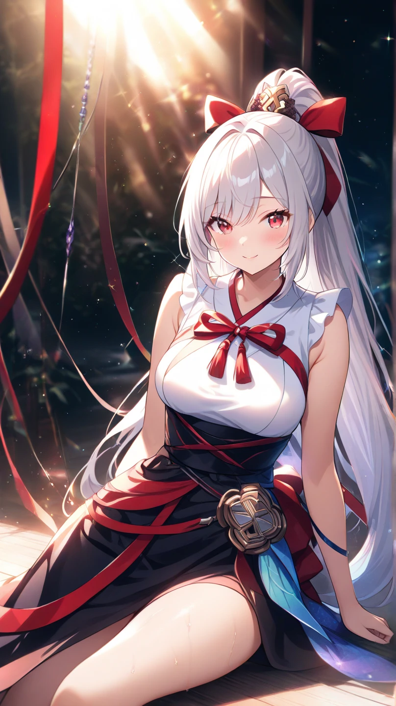 anime girl with long white hair and red eyes, red aura, perfect red eyes, perfect white haired girl, girl with white hair, anime style 4 k, white haired lady, white haired, best anime 4k konachan wallpaper, cute anime waifu in a nice dress, beautiful anime girl, anime girl with long hair, anime art wallpaper 8 k
