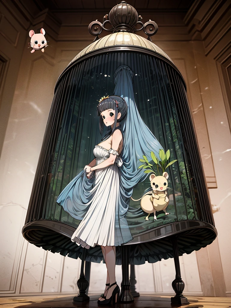 Imaginative concept art of cute creatures inspired by Laura, Looks like a mouse，Dress up. (CuteCreatures tag weight is 0.9)