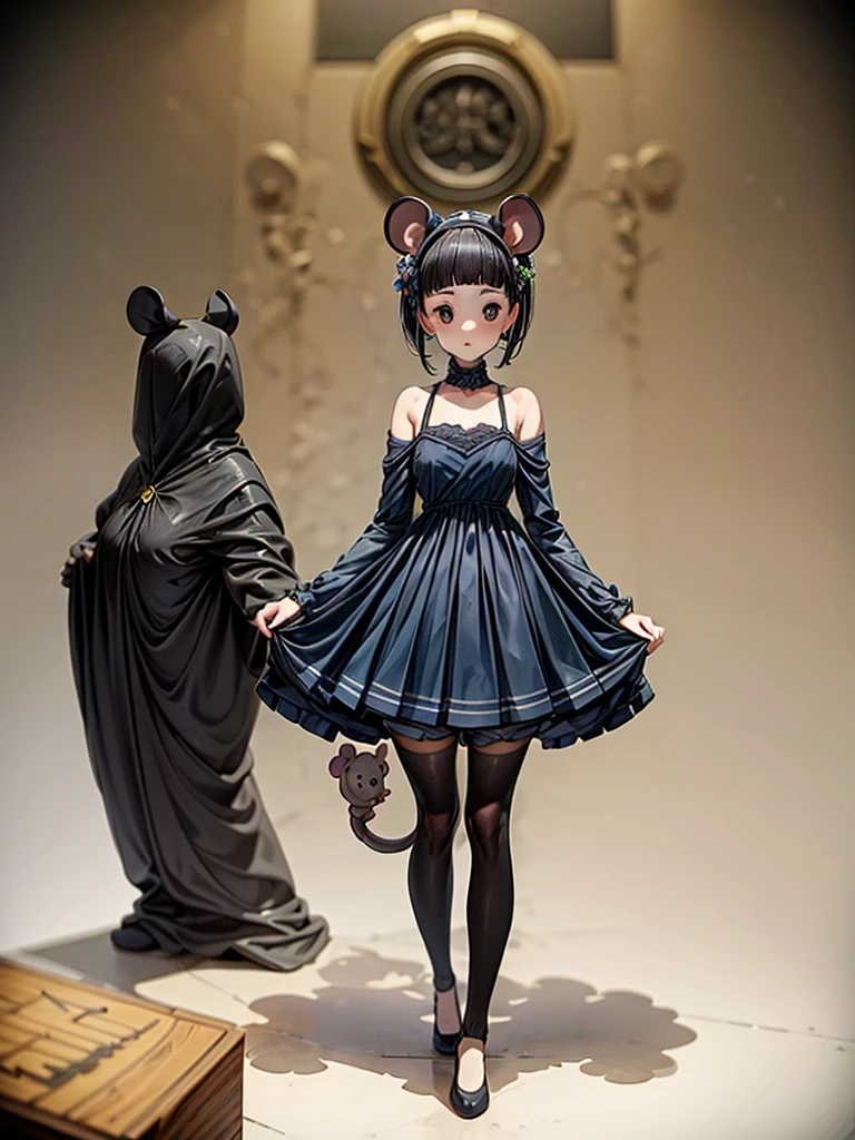 Imaginative concept art of cute creatures inspired by Laura, Looks like a mouse，Dress up. (CuteCreatures tag weight is 0.9)